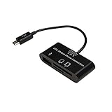 Caxico OTG 5 カード マイクロ USB カード リーダーとモバイル デバイス - 小売包装 - 黒ハブ ケーブル