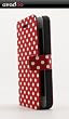iphone 5 Rot / Weiss Handy schutz - h�llen - taschen designer luxus ETUI Case mit aufklappbaren Flip Cover Magnetverschluss f�r das Apple iPhone 5 - in Avadoo Rot Design mit weissen Punkt Kreise