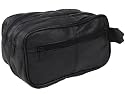 Genuine Real Leather Mens Wash Bag / Toiletry Case / Overnight Bag (Black)