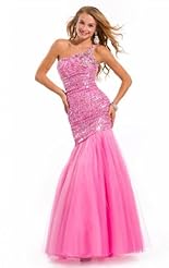 Chiffon/Taffeta/Tulle Beaded Crystal Applique Lace Crystals Mermaid Pageant Dress 
