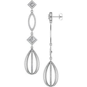 IceCarats Designer Jewelry 14K Yellow Gold Diamond Chandelier Earrings. Pair 3 1/2 Ct Tw