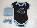 Nike Jordan Infant New Born Baby Boy 0-6 Months 1 Lap/Shoulder Bodysuits, 1 Pairs of Booties and 1 Cap 3 PCS Set