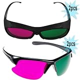 GTMax 3D Magenta/Green Glasses for watching 3D Movies (Pirates of the Caribbean: On Stranger Tides / Tron: Legacy /The Lion King Trilogy /Beauty and the Beast ) and Playing Games on TV/Monitor Flat Screens.