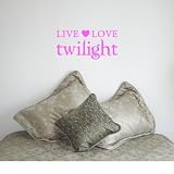 LIVE LOVE TWILIGHT - Edward Cullen Design - Vinyl Wall Room Decal Sticker #W008 | Color: Princess Pink