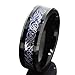 8mm Tugsten Rings for Men,Silver Celtic Dragon Black Ring Band with Blue Imitated Carbon Fiber Inlay,Promise Rings for Couples,Size 10.5