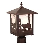 Yellowstone Outdoor - 1 Light Rustic Outdoor Lighting Post Lamp Fixture Bear Motif - Bronze - B2506