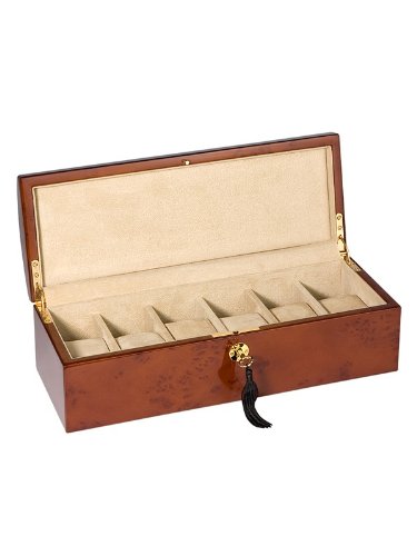 Rothenschild Accessories RS-807 DB Watch Box For 6 Watches Dark Burlwood