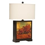 IMAGE OF Kichler Lighting 70772 Vivido Autumn 24-Inch Portable Table Lamp, Aged Crackle Decoupage Finish with Linen Oval Hard Back Shade