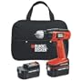 Black & Decker CDC1440K-2 14.4V Compact Cordless Drill with Two Batteries and Storage Bag