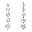 Sterling Silver Graduated 5-Circle Drop Cubic Zirconia Dangling Earrings