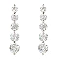 Sterling Silver Graduated 5-Circle Drop Cubic Zirconia Dangling Earrings