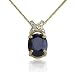 18k Yellow Gold Overlay Sapphire w/ Diamond-Accent Pendant