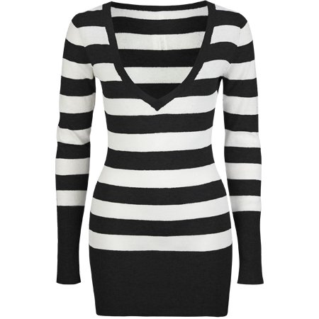 FULL TILT Womens Tunic Sweater - Black/White