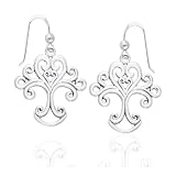 Heart of Mother Nature - Artistic Tree of Life Symbol Sterling Silver Hook Earrings