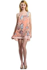 Floral Print Polyester Tunic  With a Ribbon 