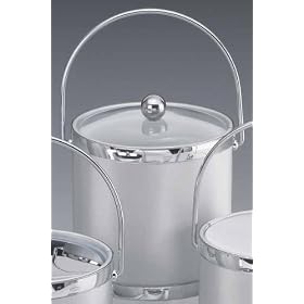 Kraftware 44565 Gleam - Silver 3 Quart Ice Bucket with Bale Handle, Bands and Acrylic... by Kraftware
