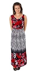 Zebra Print Polyester/Silk Ankle Length Scoop Neck Maxi Dress 