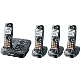 Panasonic KX-TG9344PK DECT 6.0 Expandable Digital Cordless Phone with All-Digital Answering System and Dual Keypads - 1 Base, 3 chargers, 4 Handsets (Black)