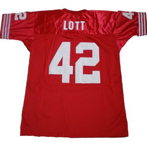 Jerseys San Francisco 49ers #42 Ronnie Lott Throwback Red Authentic Football Jersey Size 48-56 (Please Select the Size When You Order, Can Do Drop Shipping)
