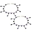 Amethyst Gemstone Anklets Sterling Silver Jewelry Pair 10 inches