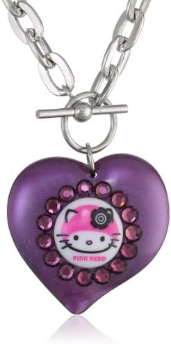 Tarina Tarantino Hello Kitty "Pink Head" Purple Mod Heart Necklace