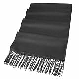 Basile Wool and Cashmere Fringed Stole Black