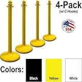 Plastic Stanchion 4 Pack for Crowd Control - Yellow