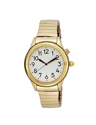 Ladies Deluxe Talking Wrist Watch Gold Tone with Expansion (Stretch)