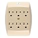 GE 54946 6-Grounded Outlet In-Wall Adapter, Ivory
