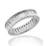 Sterling Silver Baguette-Cut CZ Bridal Wedding Band