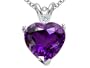 2.02 cttw 14k Gold Genuine Amethyst and Diamond Heart Pendant in 14k White Gold