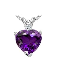 Tommaso Design (tm) Genuine 8mm Amethyst and Diamond Heart Pendant