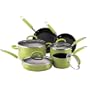Rachael Ray Porcelain Enamel Nonstick 10-Piece Cookware Set, Green