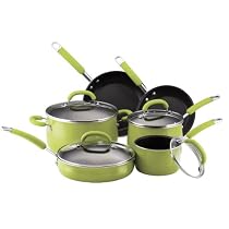  ... - Rachael Ray Porcelain Enamel Nonstick 10-Piece Cookware Set, Green
