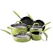 Rachael Ray Porcelain Enamel Nonstick 10-Piece Cookware Set, Green
