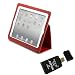 YOOBAO Red Genuine Leather Slim Case Portfolio Case For Apple iPad 2 w/ AGPtek USB ALL in one card reader