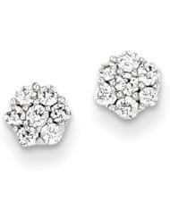 14k White Gold G-H SI2 Quality Diamond Vintage Earrings. Carat Wt- 0.25ct