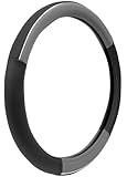 Custom Accessories 38850 Black/Grey with Chrome Accent Steering Wheel Cover