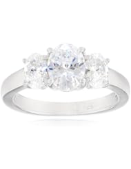 Sterling Silver Swarovski Zirconia 3cttw Oval 3 Stone Anniversary Ring