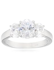 Sterling Silver Swarovski Zirconia 3cttw Oval 3 Stone Anniversary Ring