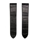 23mm Custom Made Replacement Black Leather Alligator Grain Watch Band Strap fits Cartier Santos 100 Large