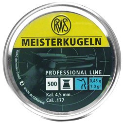 RWS Meisterkugeln Pistol .177 Cal, 7.0 Grains, Wadcutter, 500/Tin