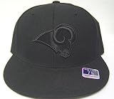 Size 7 5/8 St. Louis Rams Cap Black Logo on Black NFL Flat Bill Fitted Hat