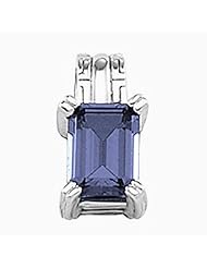 14K White Gold Emerald Cut Tanzanite Pendant -- LIFETIME WARRANTY