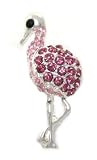 Beautiful Pink Crystal Covered Flamingo Pin/Broach/Pendant Silver Tone ~ Comes Gift Boxed (Style3)