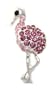 Beautiful Pink Crystal Covered Flamingo Pin/Broach/Pendant Silver Tone ~ Comes Gift Boxed (Style3)