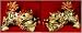Gold filigree porcelain Chinese Fu dogs with swords in mouth - hand painted
