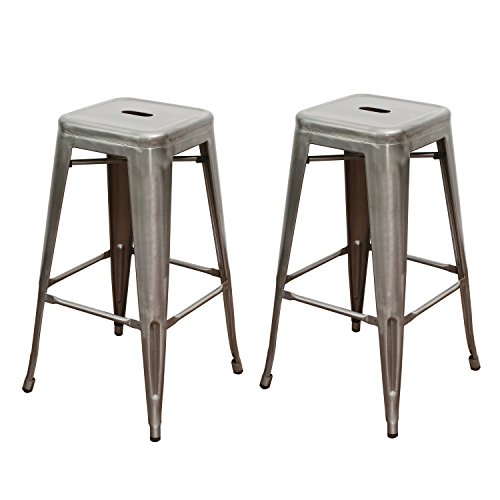 Joveco 30 Inches Sheet Metal Frame Tolix Style Bar Stool - Set of 2 (Gunmetal)