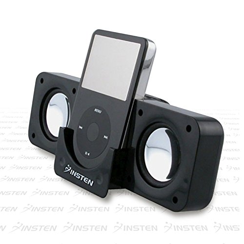 Black Mini iPod Speakers for iPod Nano 3rd Generation, iPod Touch, iPod Classic, iPod Video, iPod Nano, iPod Photo, Creative Zen Vision M, Sandisk Sansa, Microsoft Zune, Microsoft Zune 2 Portable Tavel Folding Speakers