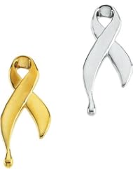 14K Yellow or White Gold Ribbon of Tears Pin 19.5mm x 8.5mm